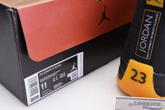 Black Jordan 12 130690-070 University Retro Gold Air 1208